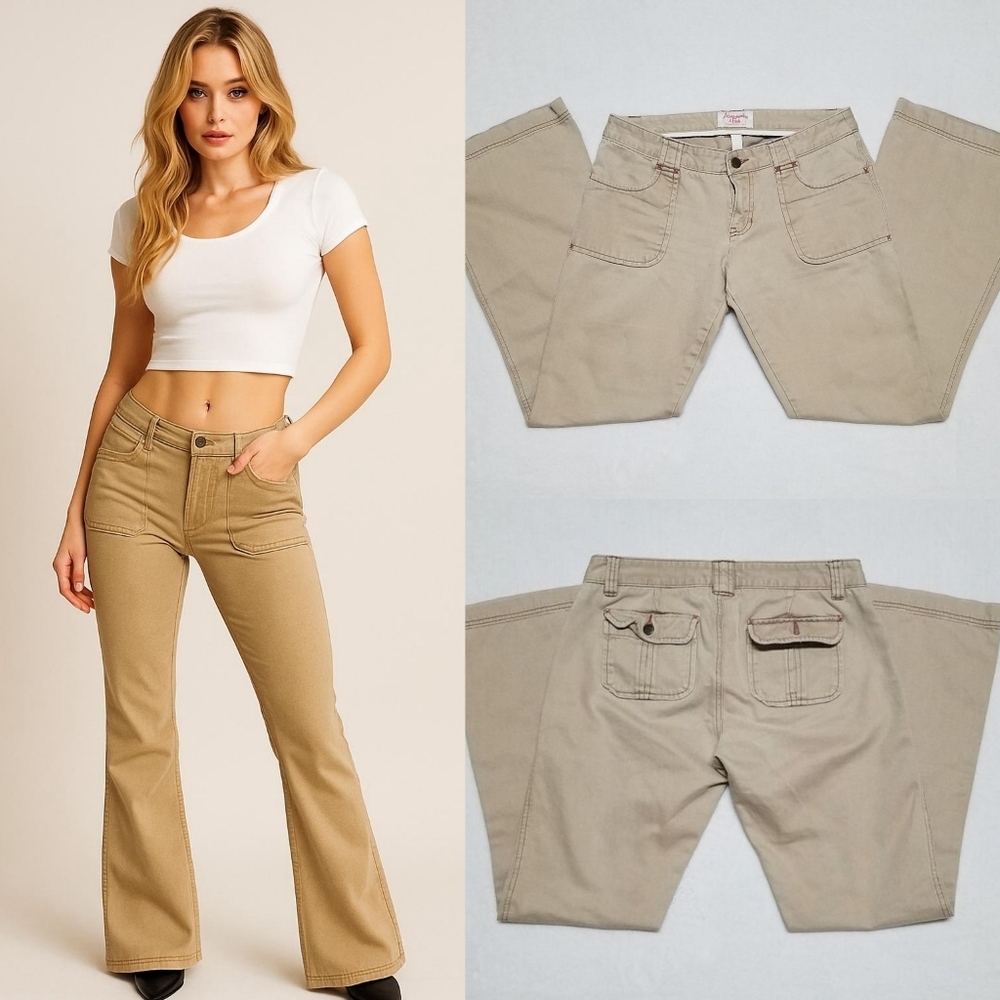 Abercrombie & Fitch Vintage Y2K Khaki Flare Low Rise Pants Jeans 6